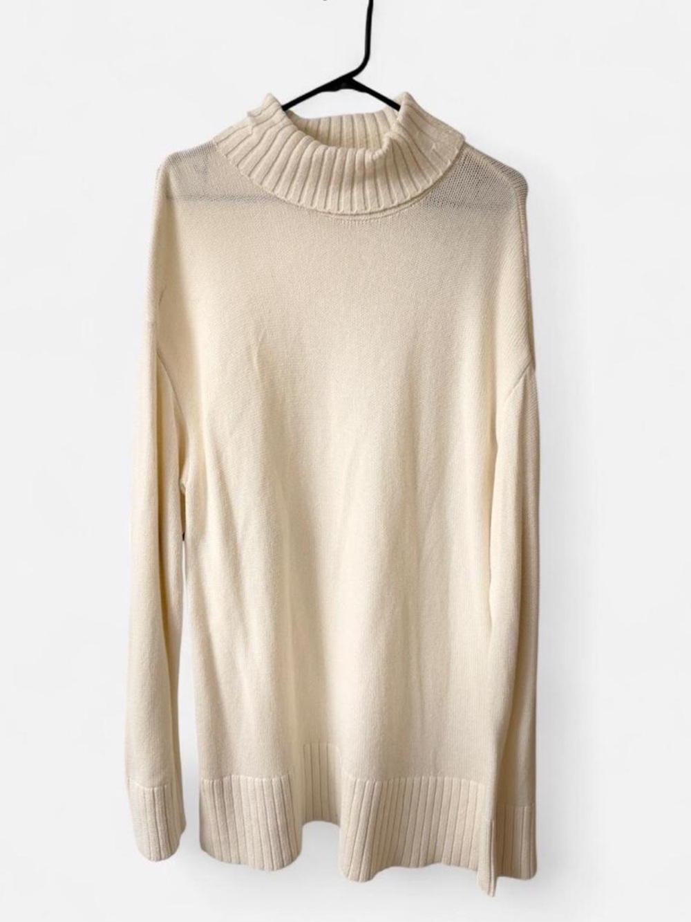 Ivory Cream 100% Cotton Turtleneck Sweater